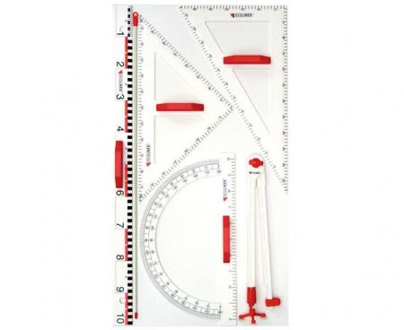 Set de instrumente geometrice magnetice din plastic pentru tablă - GEOLINER