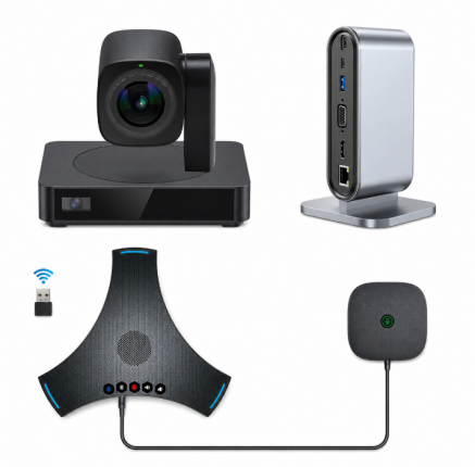 Pachet videoconferință 4K BYOM cu cameră PTZ, stație de andocare și speakerphone wireless POD4 – Medium Room