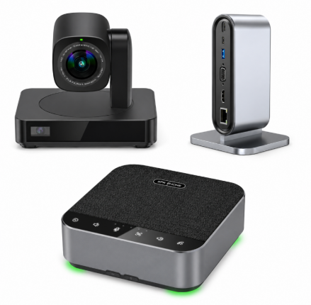 Pachet videoconferință 4K BYOM cu cameră PTZ, stație de andocare și speakerphone wireless POD8 – Medium Room