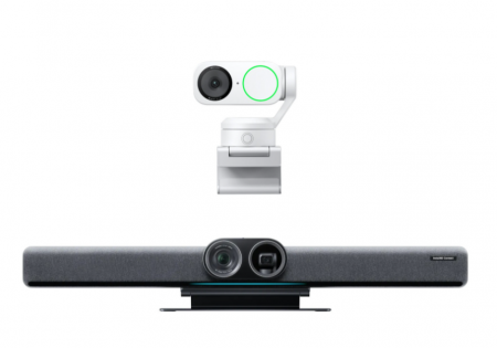 Pachet videoconferință Insta360 Connect + 1x Link 2 alb – 4K AI, pentru săli medii și mari de conferință