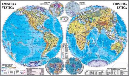 Planiglobul. Harta Emisferelor -1400x1000 mm