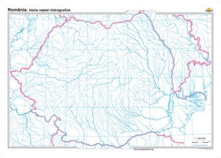 România: Harta reţelei hidrografice -1600x1200 mm
