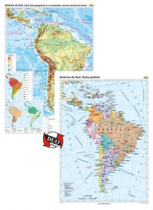 America de Sud: Harta fizico-geografică / Harta politica, DUO PLUS -1400x1000 mm
