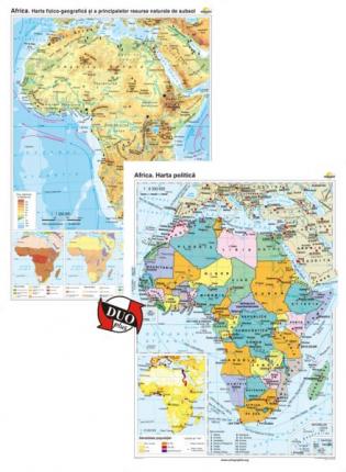 Africa. Harta fizico-geografică / Africa: Harta politica - DUO PLUS -1600x1200 mm