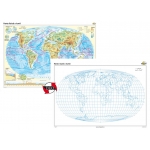 Harta fizica a lumii + Harta muta - DUO - 1600x1200 mm
