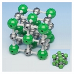 Structură cristalină clorură de sodiu, cu ionii de Cl mai mari decât ionii de Na - MOLYMOD®