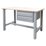 Banc de Lucru Metalic MECANO 1200 S2 – 2 Sertare, Blat Lemn Masiv