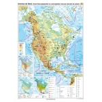 America de Nord: Harta fizico-geografică şi a principalelor resurse naturale de subsol - 1400x1000 mm