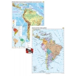 America de Sud: Harta fizico-geografică / Harta politica, DUO PLUS -1400x1000 mm