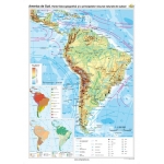 America de Sud: Harta fizico-geografică şi a principalelor resurse naturale de subsol -1400x1000 mm