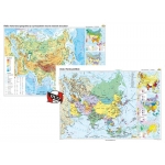 Asia: Harta fizico-geografică / Asia: Harta politica - DUO PLUS -1400x1000 mm