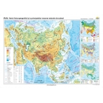 Asia: Harta fizico-geografică şi a principalelor resurse naturale de subsol- 1400x1000 mm