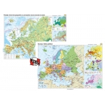 Europa: Harta fizico-geografică / Harta politica - DUO PLUS  -1400x1000 mm