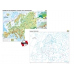Europa: Harta fizico-geografică şi a principalelor resurse naturale de subsol + Hartă mută - DUO -1400x1000 mm