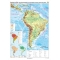 America de Sud: Harta fizico-geografică şi a principalelor resurse naturale de subsol -1400x1000 mm